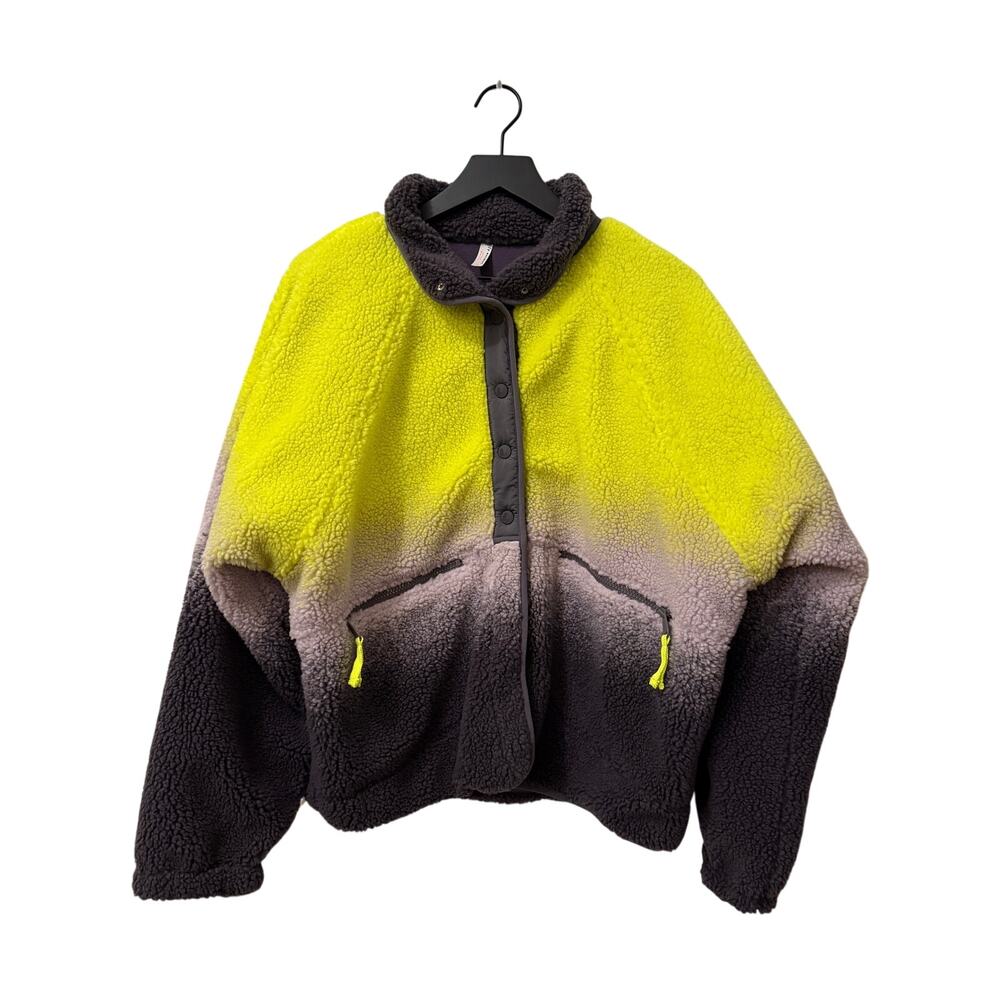 Free People FP Movement Fleece Jacket Yellow Purple Ombre L Large Hit the Slopes